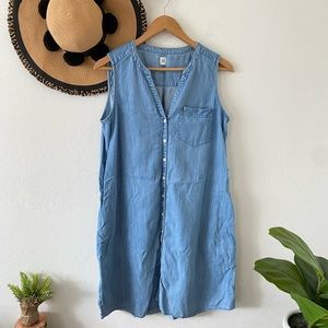 ✨ GAP Chambray Denim Button Front Sleeveless Tank Dress ✨
